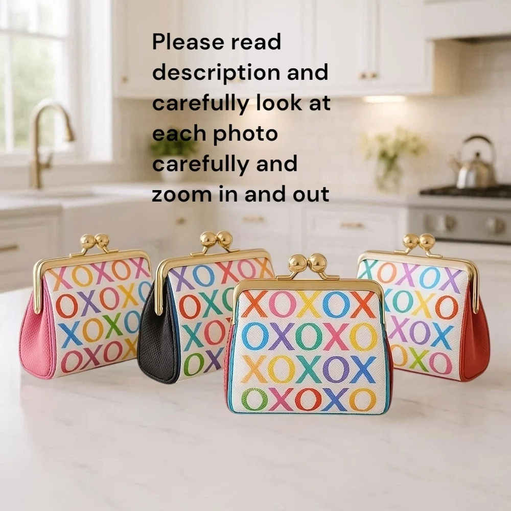 XOXO Y2K Logo Kiss Lock Coin Purse Pink Black Fuchsia